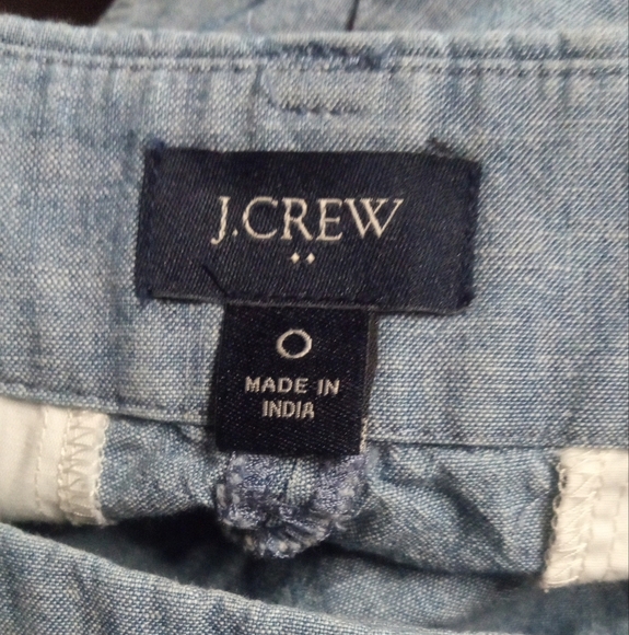 J. Crew Chambray Scalloped Hem Cotton Chino Style Shorts Size 0 - Picture 7 of 8